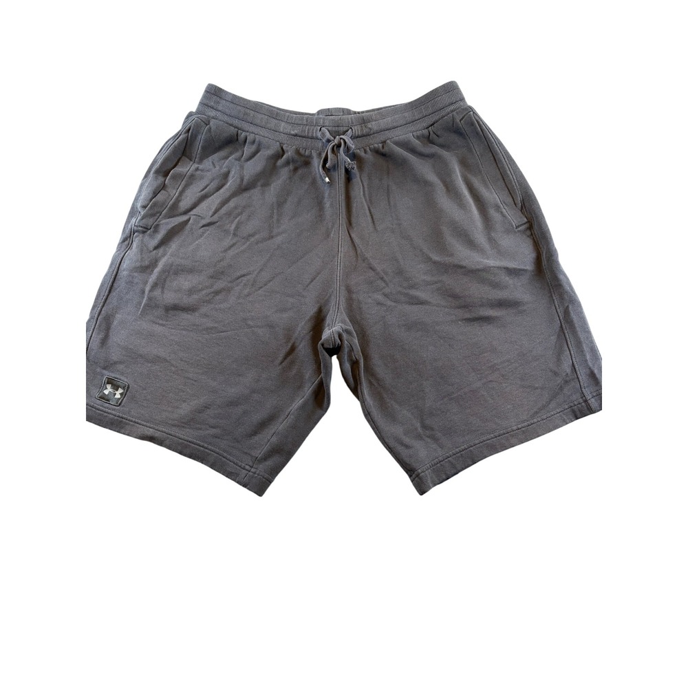 Under Armour Mens Rival Fleece Shorts Gray Charcoal Size Large Drawstring